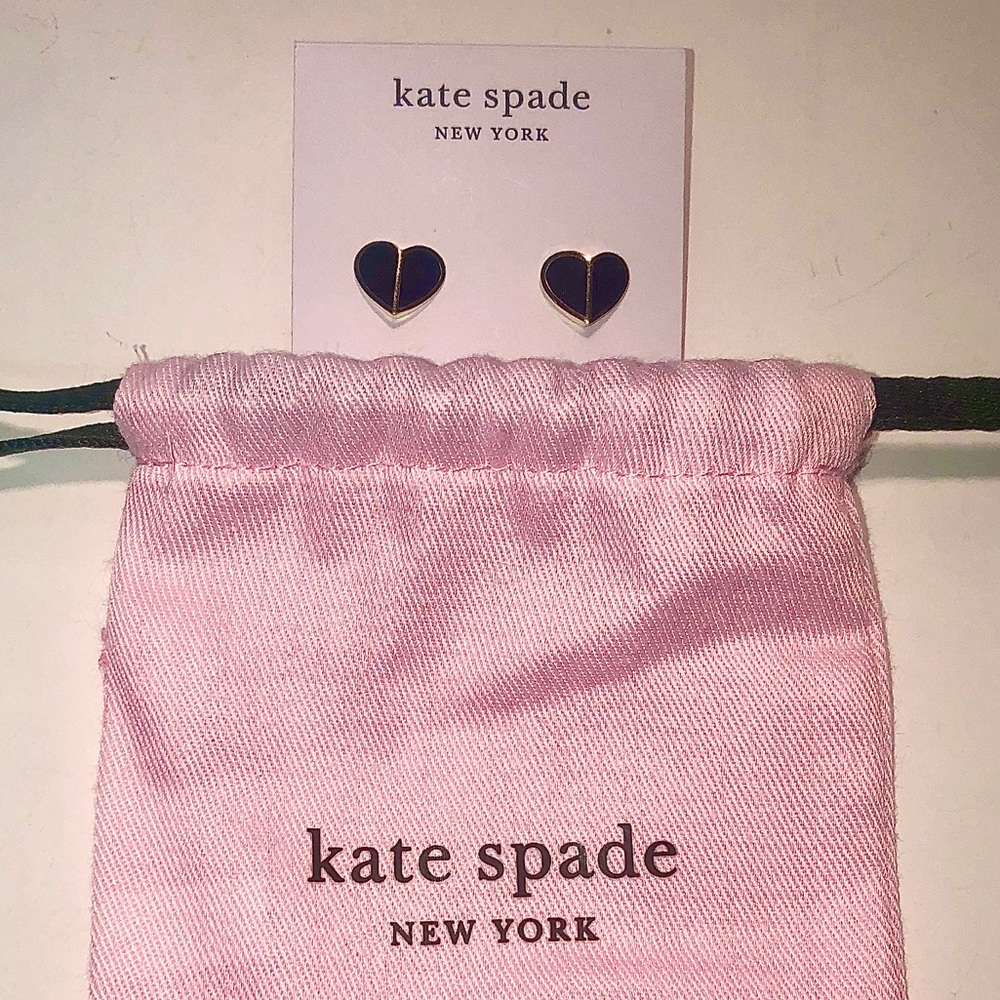 Kate Spade Black and Gold Heart Earrings